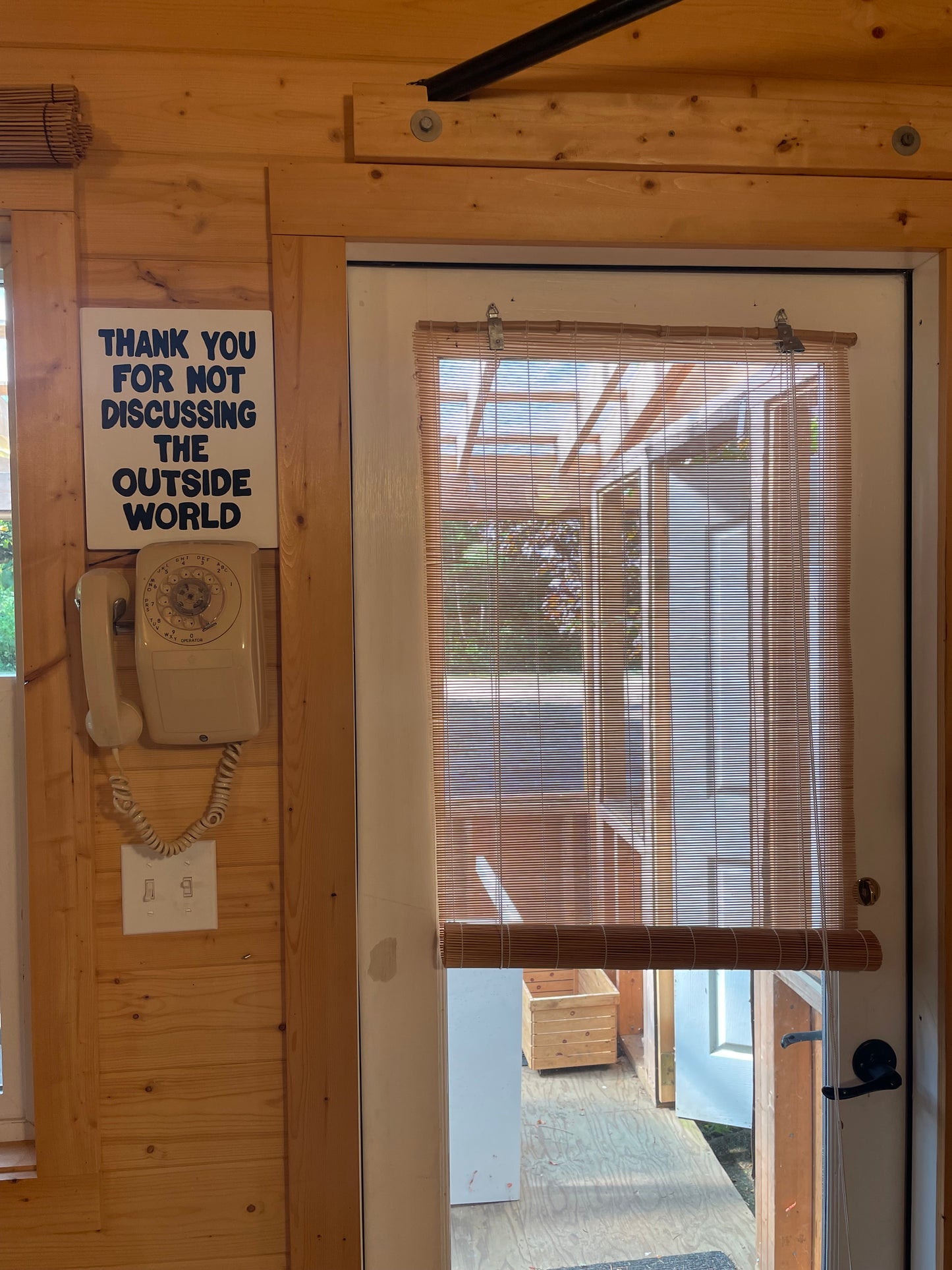 Thank You For Not Discussing The Outside World Sign | Handmade | Funny Entrance Sign | The Simpsons | Pop Culture | Comic Book Store