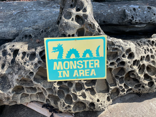Monster In Area Sign | Handmade | Ogopogo | Loch Ness monster | Mythical Creature | Pool and Hot tub décor | Ocean | Beach | Lake