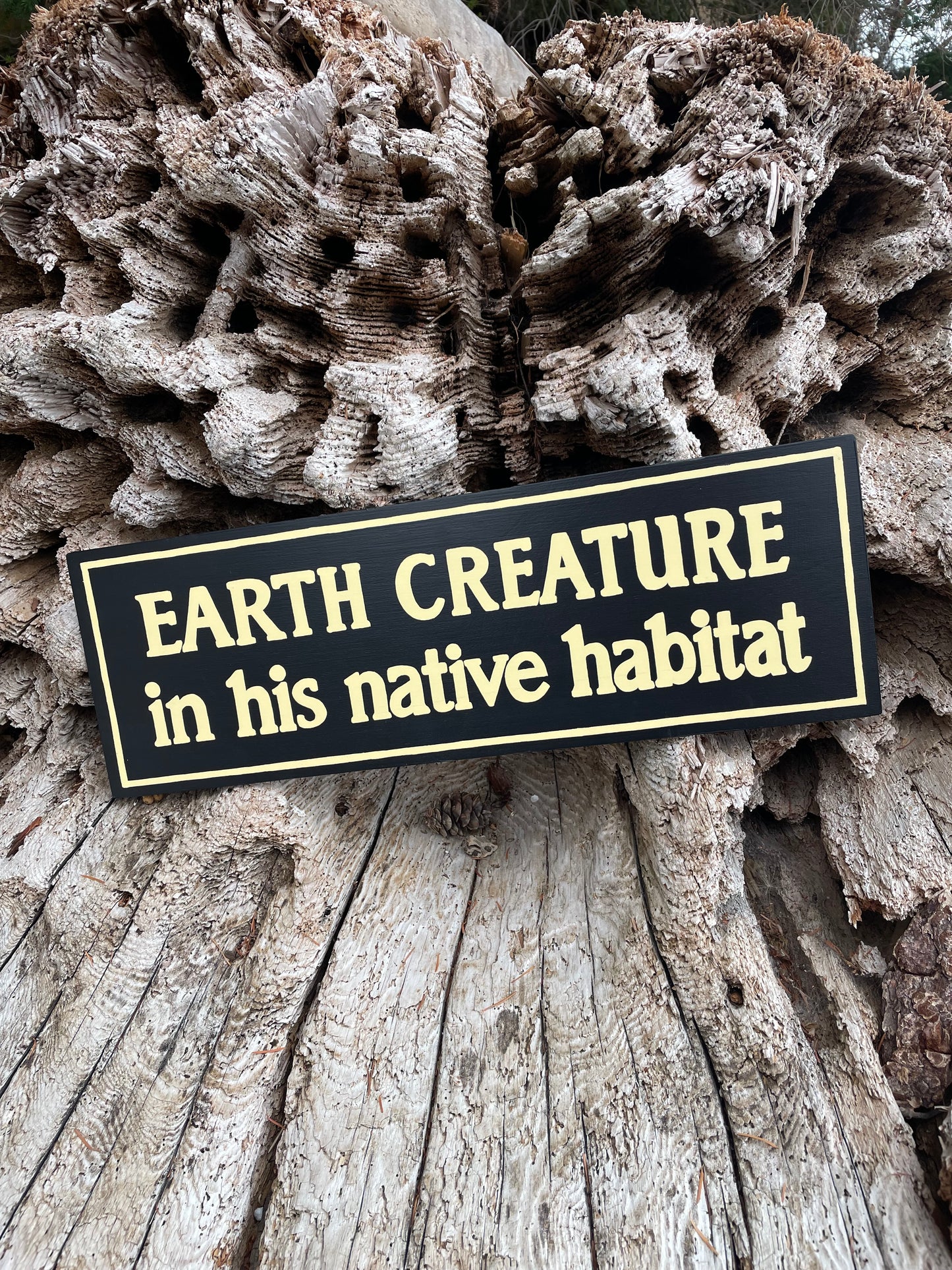 Earth Creature in His Natural Habitat Sign | Handmade | The Twilight Zone | TV Prop Replica | Retro Sci-Fi Theme | Science Fiction Décor