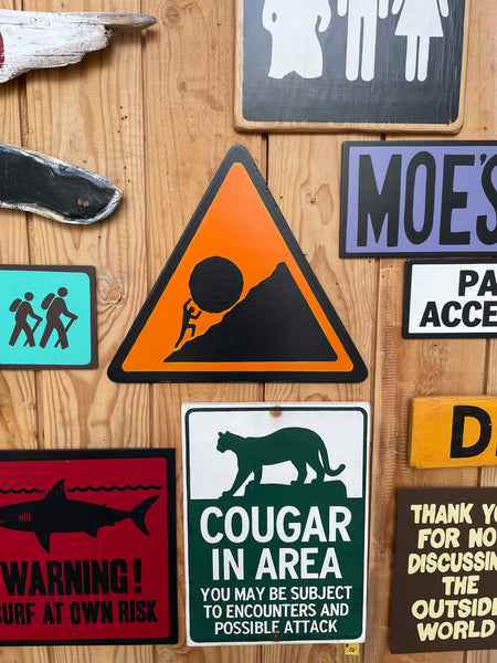 Triangular Sisyphus Warning Sign | Stuggle Against Absurdity | Handmade | Greek Mythology | Gift for Promotion, Graduation or Career Change