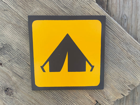 TENT Pictogram/Symbol/Icon Sign | Handmade | National Park Style | Retro Camping Aesthetic | Vintage Color Palette | 24 of 25