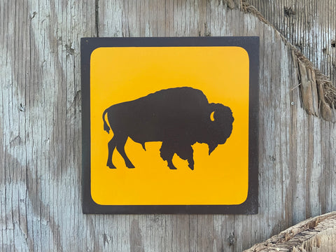 BUFFALO Pictogram/Symbol/Icon Sign | Handmade | National Park Style | Retro Camping Aesthetic | Vintage Color Palette | 5 of 25