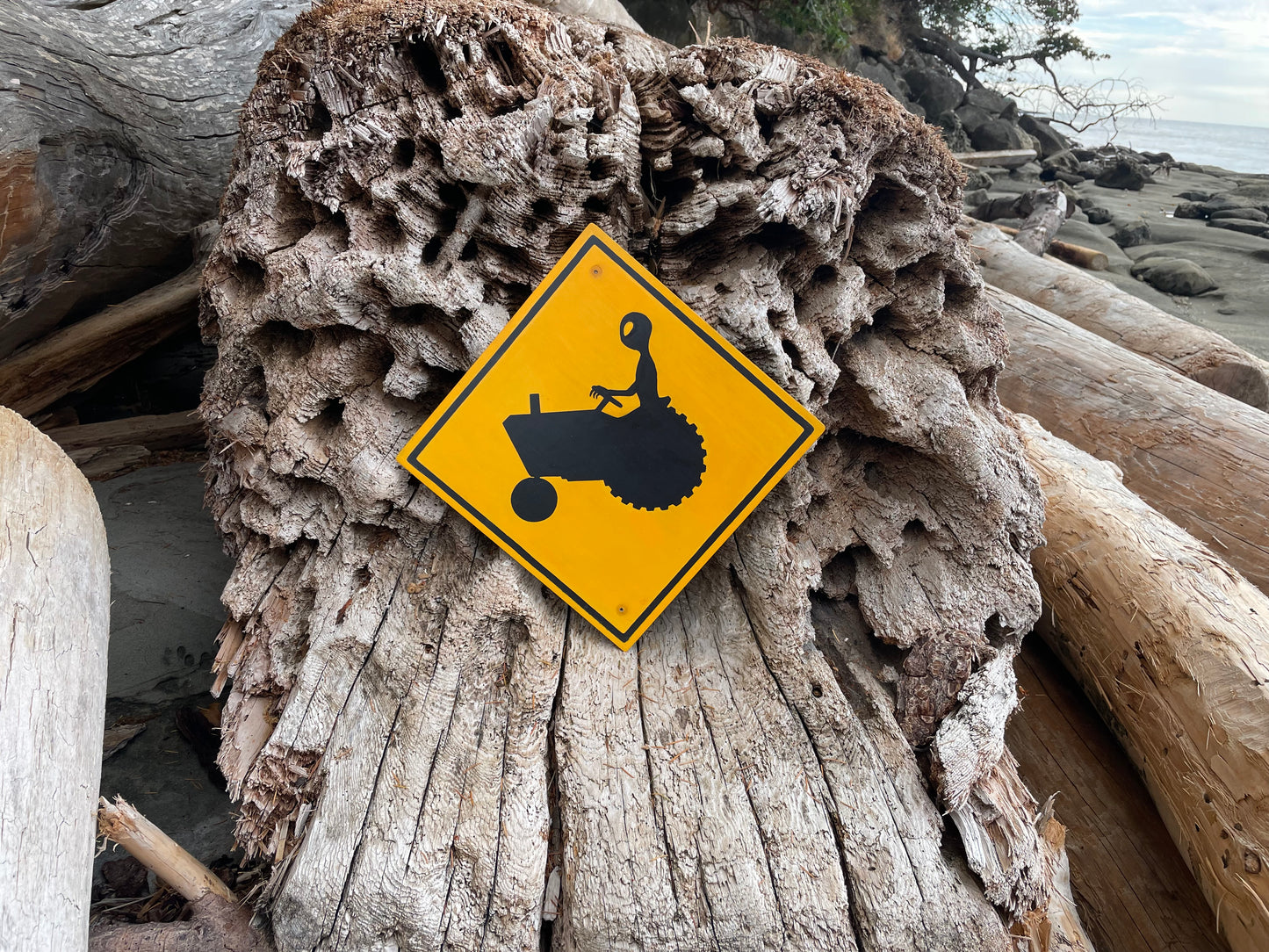 Extraterrestrial Farm Tractor Sign | Handmade | Highway Road Sign | Alien Farm Crossing Sign | Gardener | Homesteader | UFO