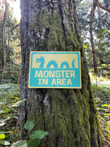 Monster In Area Sign | Handmade | Ogopogo | Loch Ness monster | Mythical Creature | Pool and Hot tub décor | Ocean | Beach | Lake