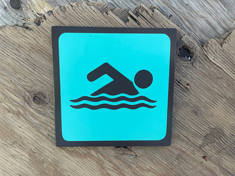 SWIM Pictogram/Symbol/Icon Sign | Handmade | National Park Style | Retro Camping Aesthetic | Vintage Color Palette | 23 of 25