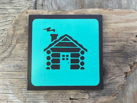 LOG CABIN Pictogram/Symbol/Icon Sign | Handmade | National Park Style | Retro Camping Aesthetic | Vintage Color Palette | 14 of 25
