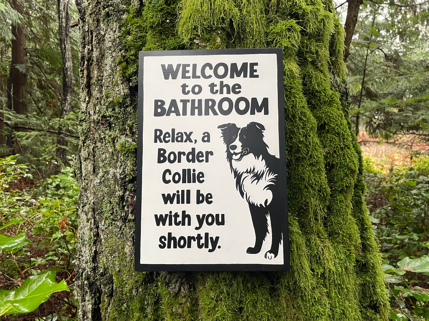 Border Collie Bathroom Sign | Handmade | Funny Dog Bathroom Sign | "Welcome to the Bathroom, Relax, a Border Collie will be with you Shortly"