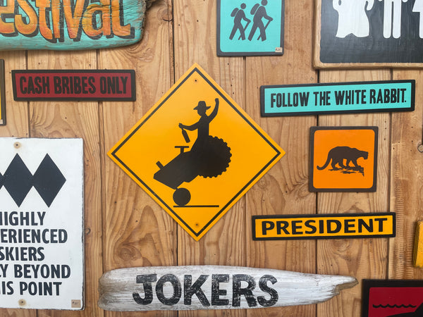 Cowboy "Bucking Bronco" Tractor Sign | Handmade | Funny Crossing Sign | Rodeo | Country and Western | Highway Road Sign
