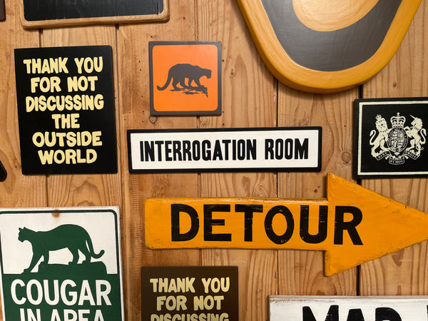 Interrogation Room Sign | Handmade | Office Door | Funny Bathroom Sign | True Crime | Mystery Theme Decor | Police Station Prop