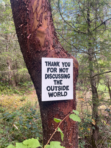 Thank You For Not Discussing The Outside World Sign | Handmade | Funny Entrance Sign | The Simpsons | Pop Culture | Comic Book Store