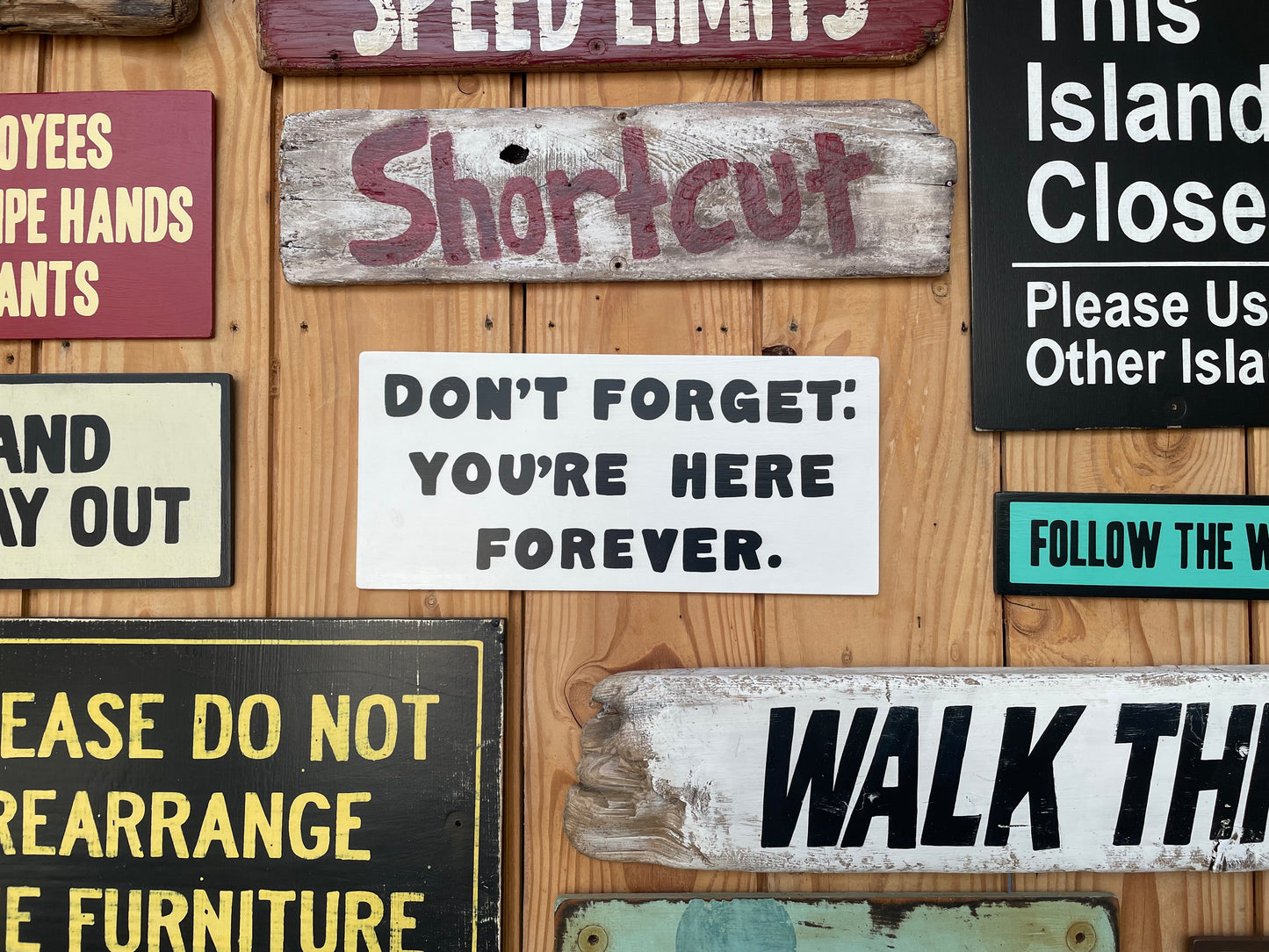 Don't Forget: You're Here Forever Sign | Handmade | The Simpsons | Funny Workplace Sign | Fun Waiting Room Decor | TV | Pop Culture | Geek
