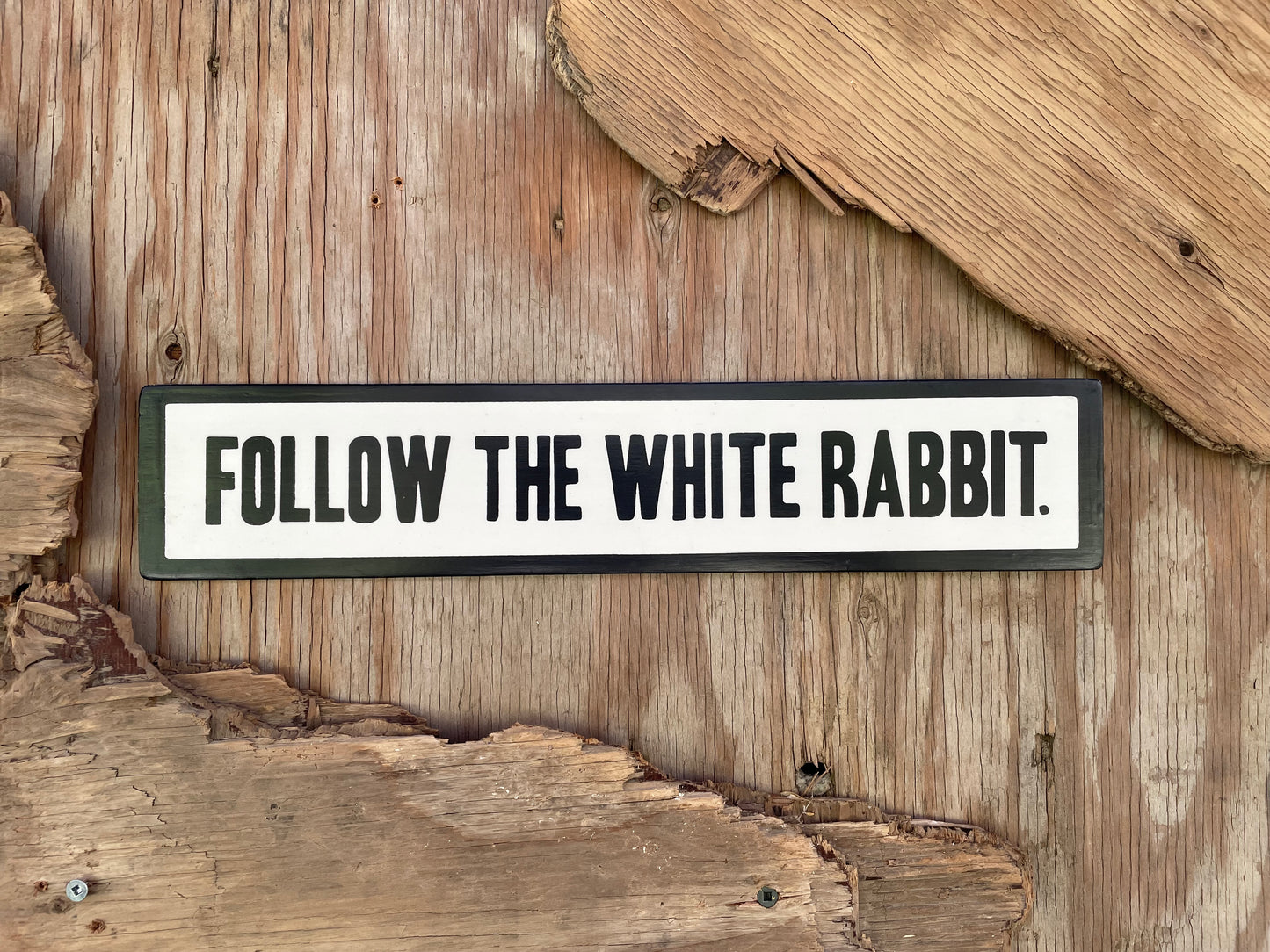Follow the White Rabbit Sign | Handmade | Alice in Wonderland | The Matrix | Whimsical décor | Fantasy | Dark Academia