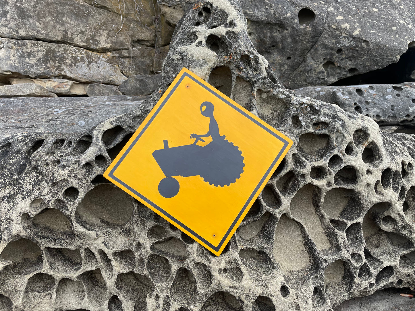 Extraterrestrial Farm Tractor Sign | Handmade | Highway Road Sign | Alien Farm Crossing Sign | Gardener | Homesteader | UFO