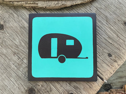 TRAVEL TRAILER Pictogram/Symbol/Icon Sign | Handmade | National Park Style | Retro Camping Aesthetic | Vintage Colors | 25 of 25 | BOLER