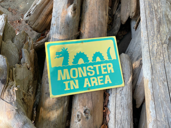 Monster In Area Sign | Handmade | Ogopogo | Loch Ness monster | Mythical Creature | Pool and Hot tub décor | Ocean | Beach | Lake