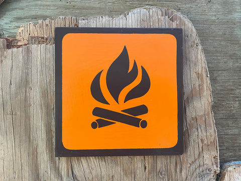 FIRE PIT Pictogram/Symbol/Icon Sign | Handmade | National Park Style | Retro Camping Aesthetic | Vintage Color Palette | 8 of 25