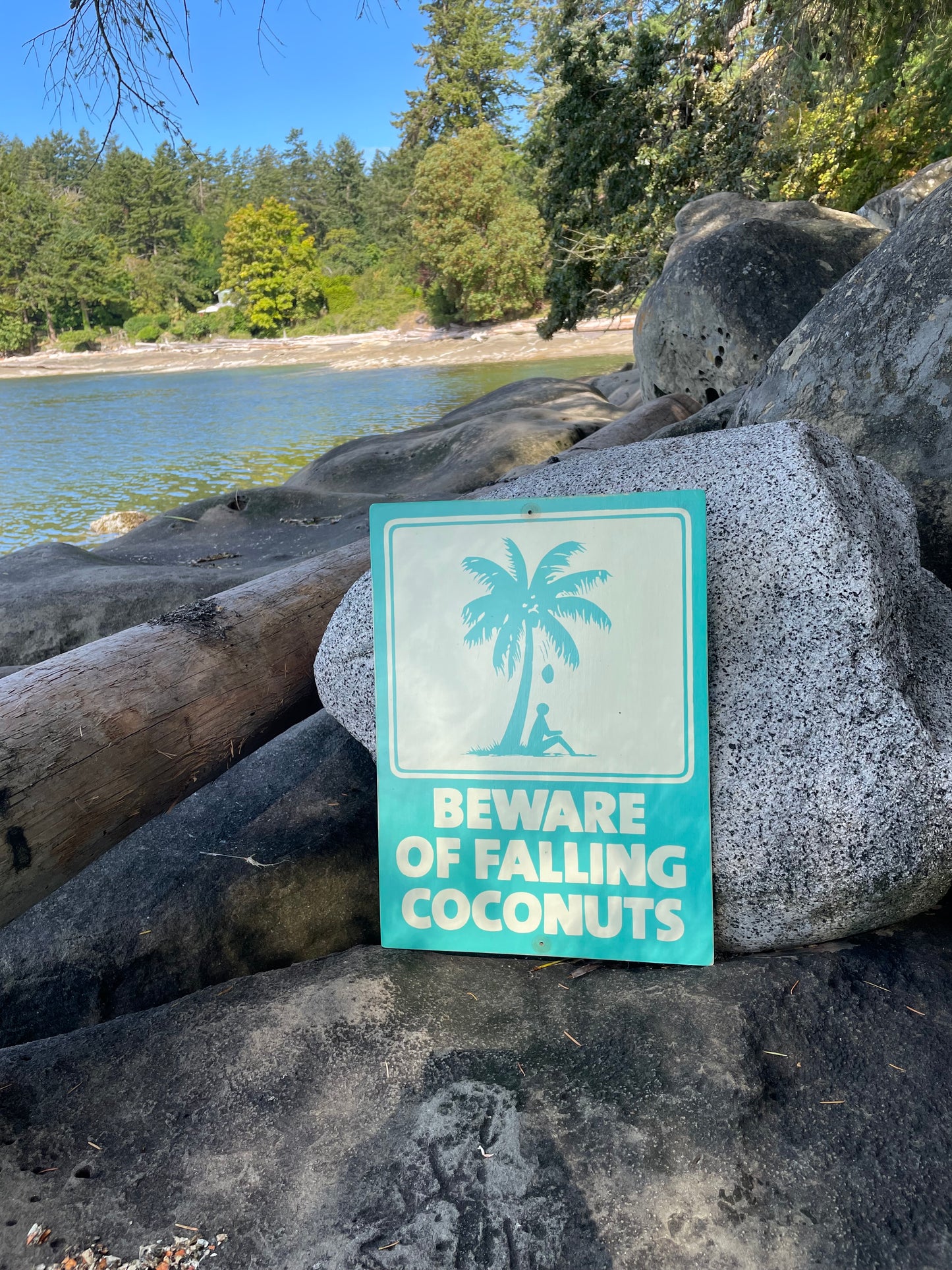 Beware of Falling Coconuts Sign | Handmade | Authentic Beach Warning Sign | Ocean and Coastal | Tiki Bar | Surfing | Diving | Tropical