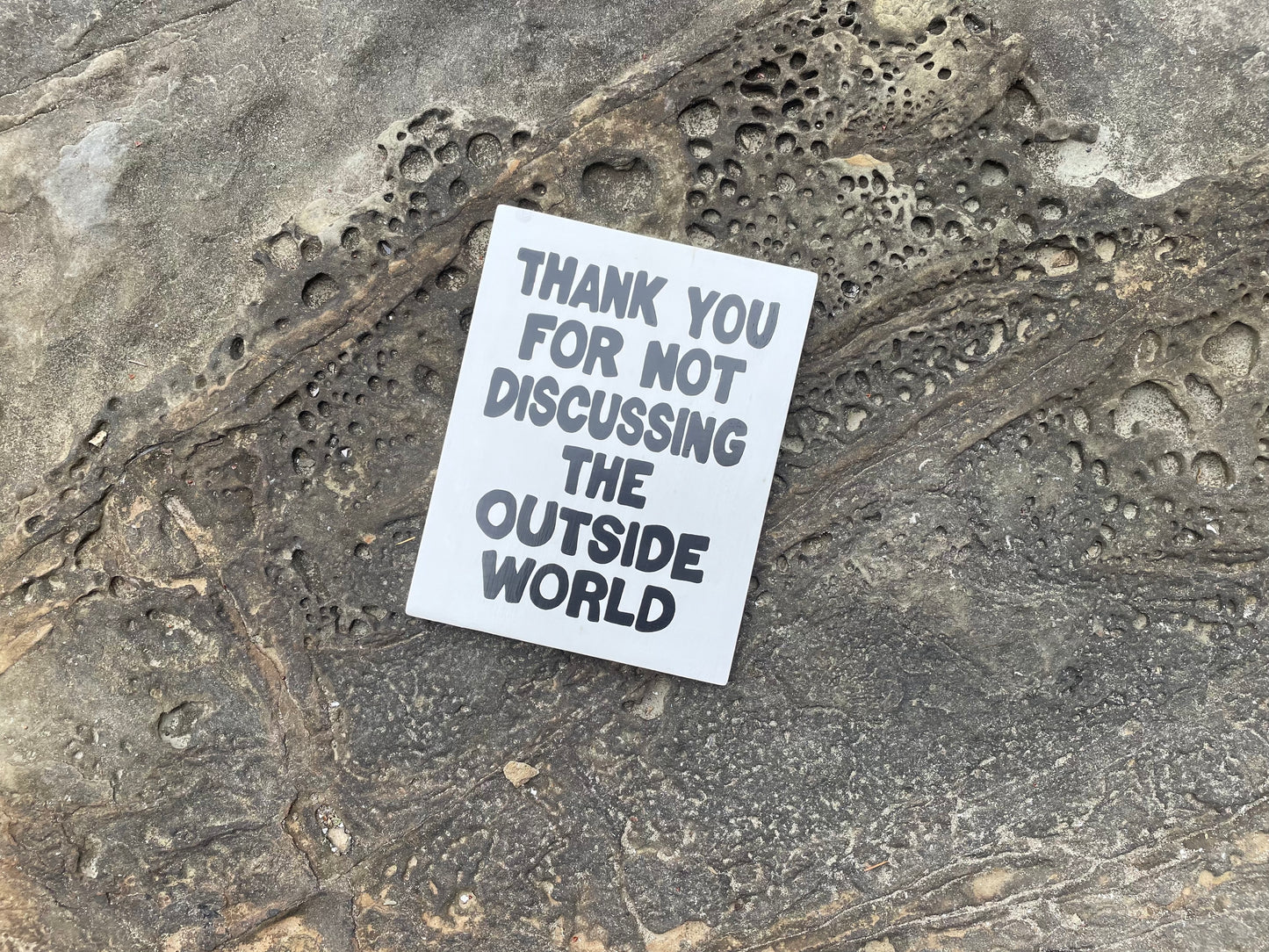 Thank You For Not Discussing The Outside World Sign | Handmade | Funny Entrance Sign | The Simpsons | Pop Culture | Comic Book Store