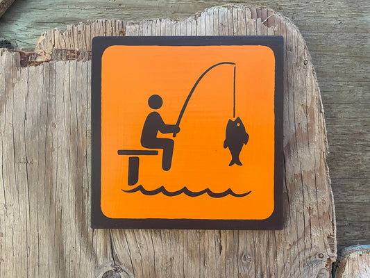 FISHING PIER Pictogram/Symbol/Icon Sign | Handmade | National Park Style | Retro Camping Aesthetic | Vintage Color Palette | 18 of 25