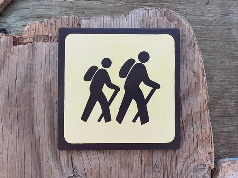 HIKING Pictogram/Symbol/Icon Sign | Handmade | National Park Style | Retro Camping Aesthetic | Vintage Color Palette | 12 of 25