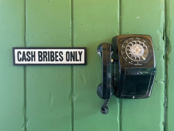 Cash Bribes Only Sign | Handmade Funny Sign | The Simpsons | Pop Culture | Comic Book Store