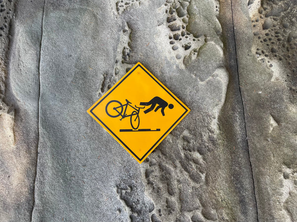 Obscure Cyclist Warning Sign | Handmade | Funny Urban Bike Sign | Streetcar | Train | Tram | Railroad Tracks | Dark Humor | Bicycle