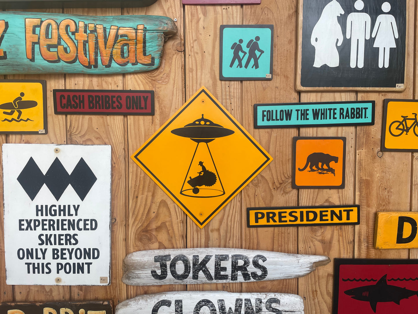 Farmer in a Tractor Beam Sign | Handmade | Funny Alien Abduction Farm Sign | Homesteader | Science Fiction |  Sci-Fi