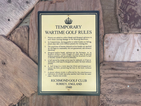 WWII Wartime Golf Rules Sign | Vintage Military History Sign | WW2 | World War 2 | Gift For Golfer | Golf Themed Art | Funny Retirement Gift