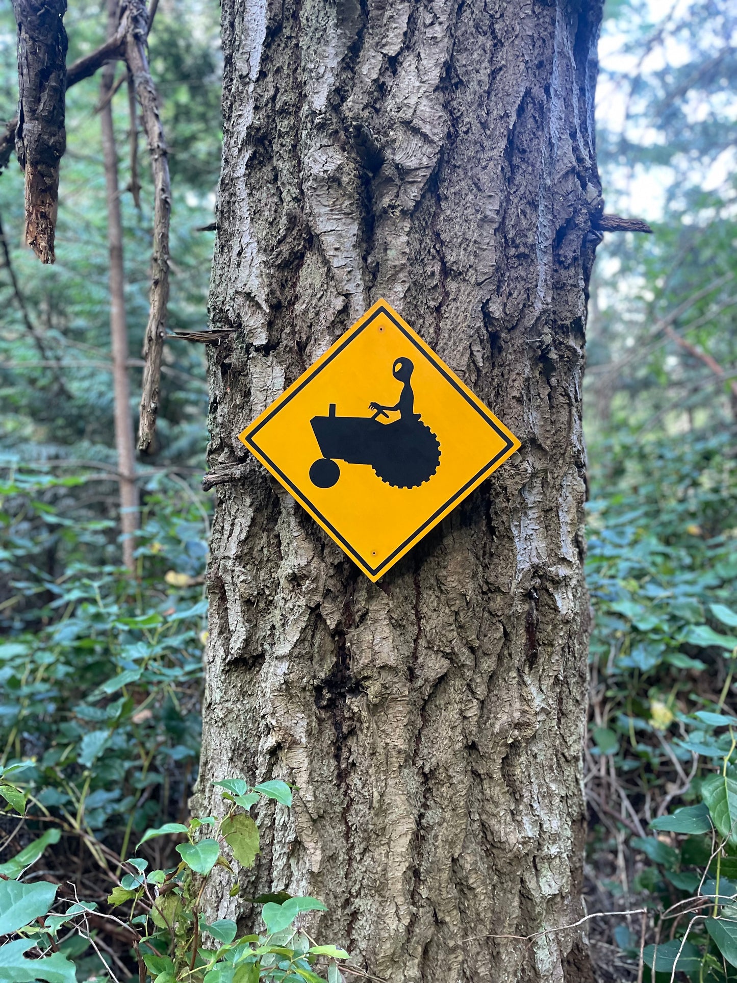 Extraterrestrial Farm Tractor Sign | Handmade | Highway Road Sign | Alien Farm Crossing Sign | Gardener | Homesteader | UFO