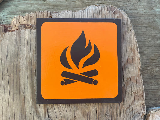 FIRE PIT Pictogram/Symbol/Icon Sign | Handmade | National Park Style | Retro Camping Aesthetic | Vintage Color Palette | 8 of 25