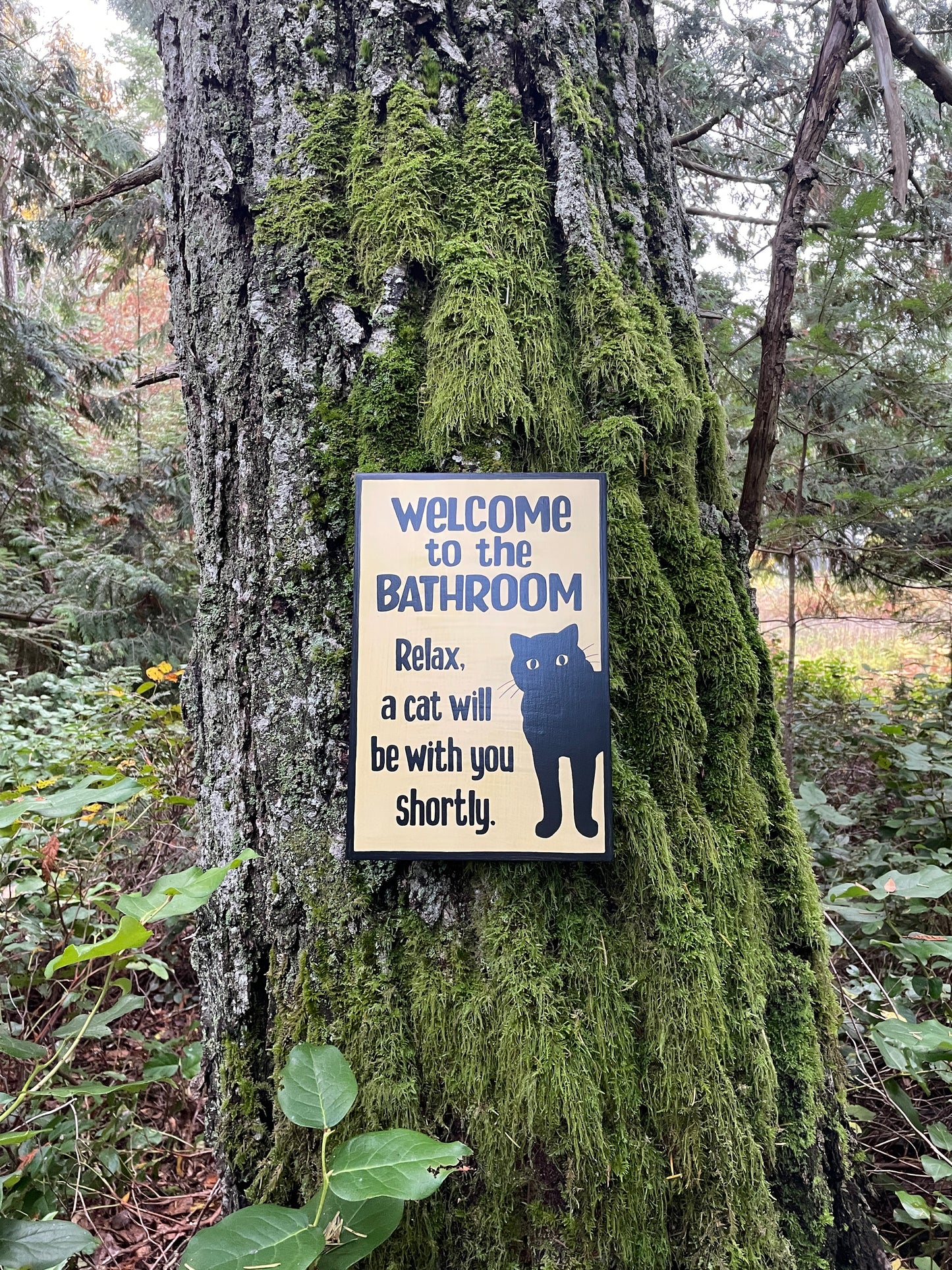 Cat Lovers Bathroom Sign | Handmade | Funny Cat Bathroom Sign | "Welcome to the Bathroom, Relax a Cat will be with you Shortly"