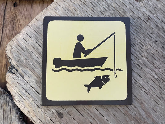 FISHING BOAT Pictogram/Symbol/Icon Sign | Handmade | National Park Style | Retro Camping Aesthetic | Vintage Color Palette | 9 of 25