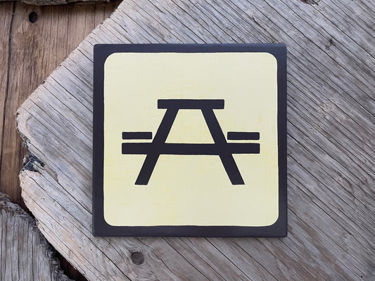 PICNIC TABLE Pictogram/Symbol/Icon Sign | Handmade | National Park Style | Retro Camping Aesthetic | Vintage Color Palette | 17 of 25