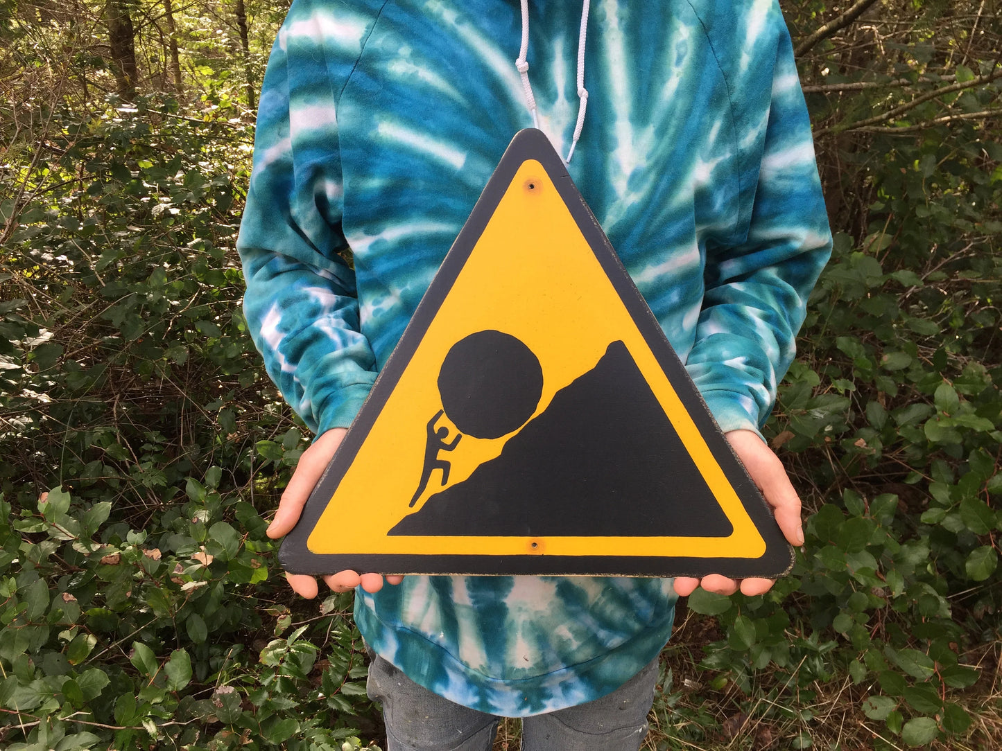 Sisyphus "Endless Struggle" Warning Sign | Handmade Screen Printed | Greek Mythology | The Myth of Sisyphus | Funny Office Sign