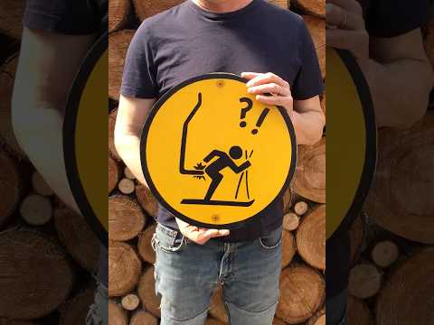 Chairlift Warning Sign | Handmade Screen Printed Sign | Ski Hill Resort Sign | Funny Sign for Ski lodge | Vintage | Skiing Sign
