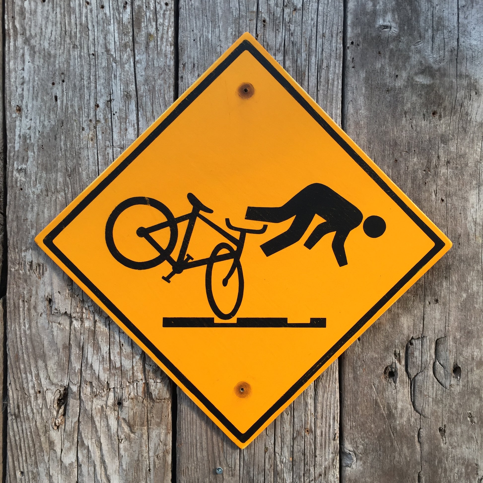 Handmade Vintage Bicycle tram Tracks-flip sign