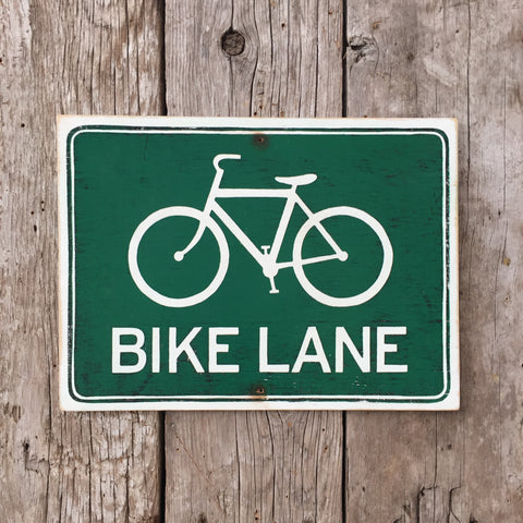 Handmade Vintage Bike Lane Road Sign