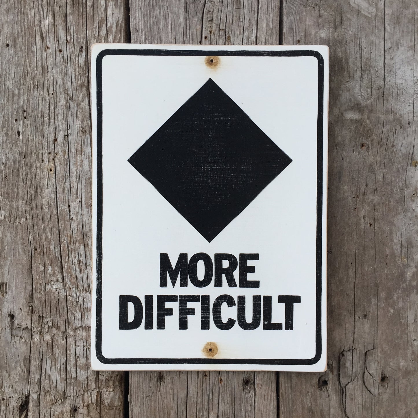 Handmade Vintage Black Diamond More Difficult Skier Ski Hill Trail Sign