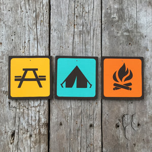 Handmade Vintage Park Tent Camping Outdoors Icon Sign