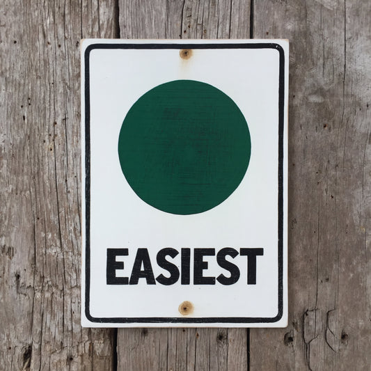 Handmade Vintage Easiest Green Skier Ski Hill Trail Sign