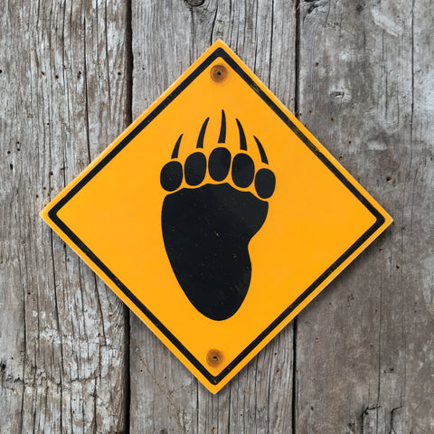 Handmade Vintage Grizzly Bear Claw Park Warning Sign