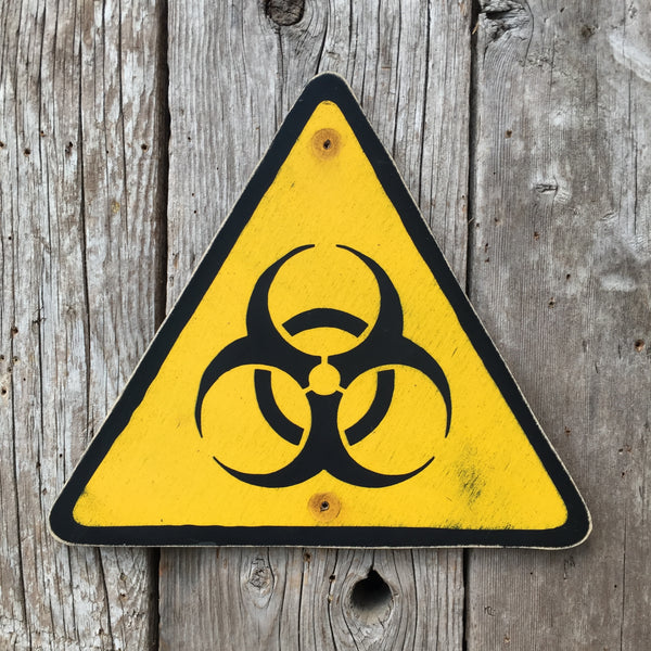 Handmade Vintage Industrial Laboratory Biohazard Warning Sign