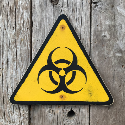 Handmade Vintage Industrial Laboratory Biohazard Warning Sign
