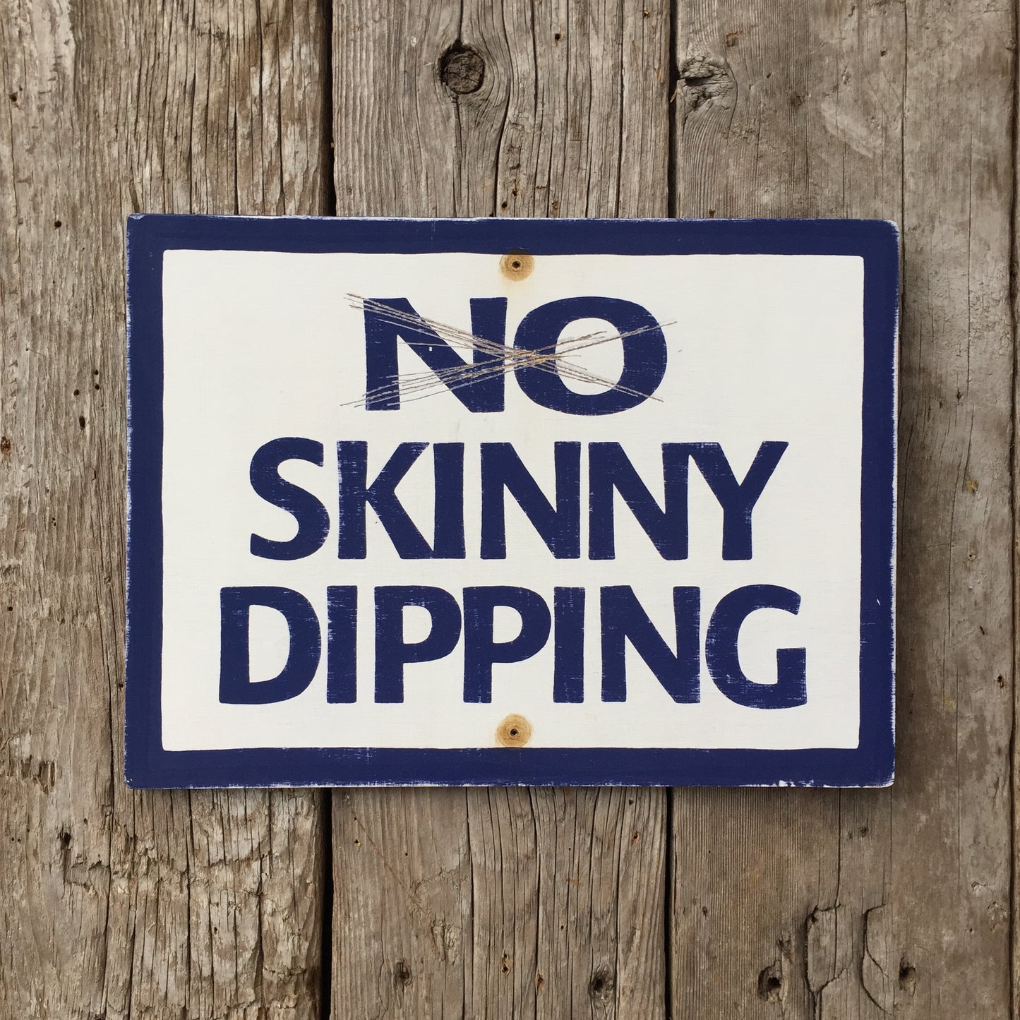 Handmade Vintage No Skinny Dipping Beach Or Lake Sign