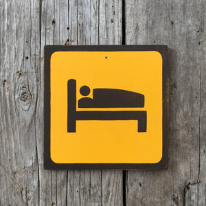 Handmade Vintage Park Bed Sleep Outdoors Icon Sign