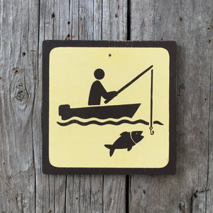 Handmade Vintage Park Fishing Boat Water Outdoors Sport Icon Sign