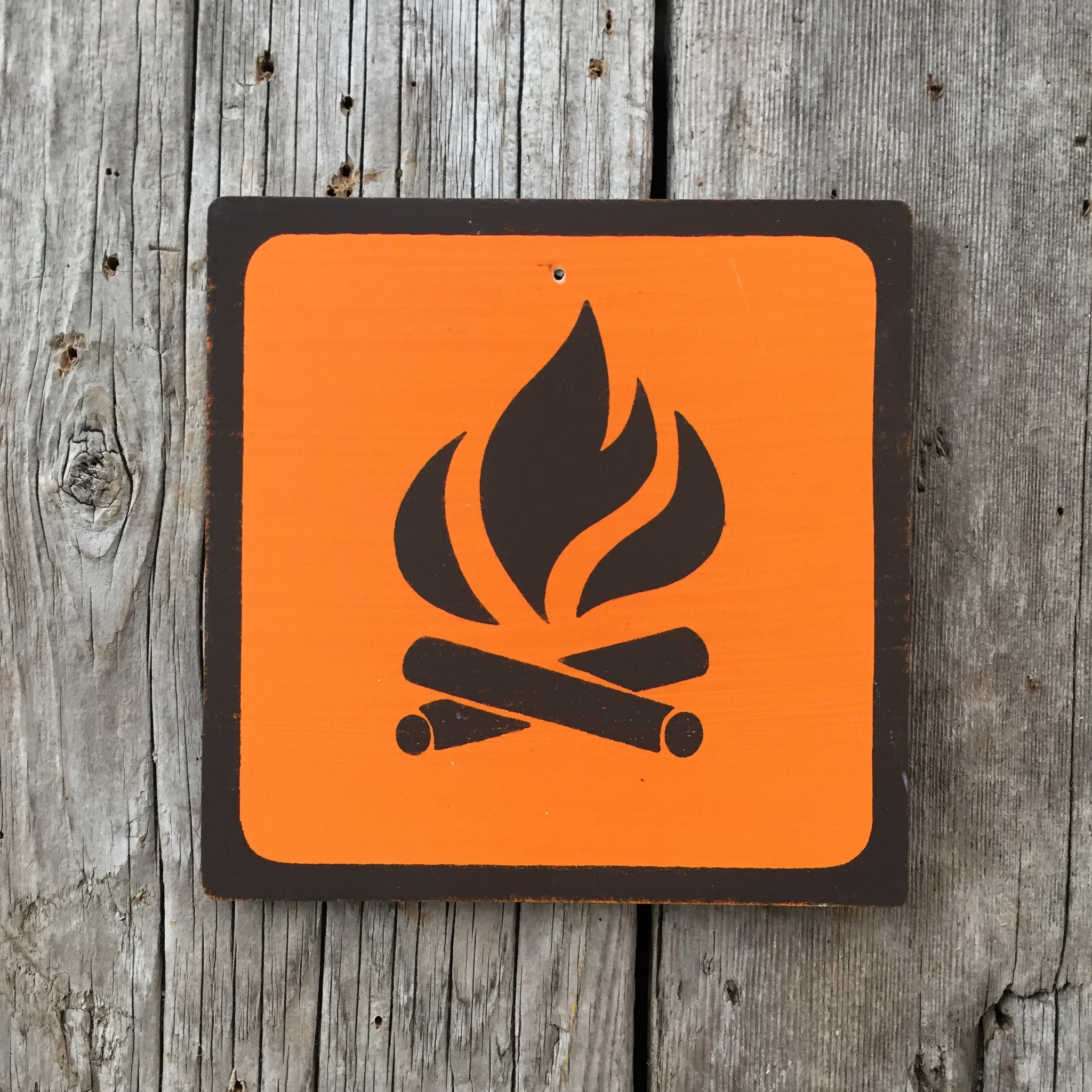 Handmade Vintage Park Campfire Fire Camping Outdoors Icon Sign