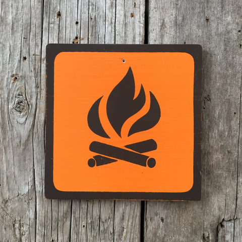 Handmade Vintage Park Campfire Fire Camping Outdoors Icon Sign