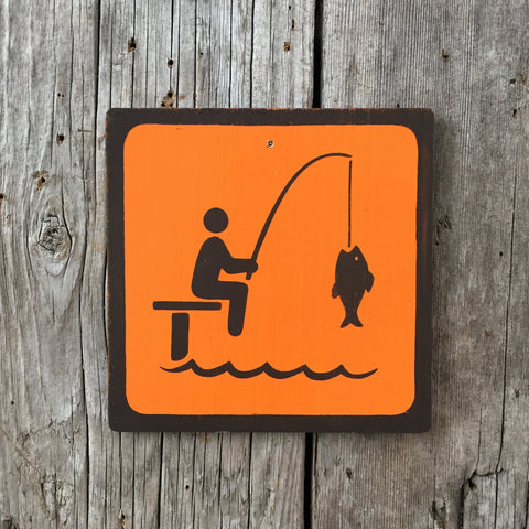 Handmade Vintage Park Dock Fishing Water Outdoors Sport Icon Sign