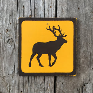 Handmade Vintage Park Elk Wildlife Animal Outdoors Icon Sign